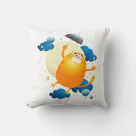 傘でかわいい飛んでいる子猫 クッション