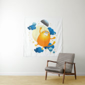 傘でかわいい飛んでいる子猫 タペストリー (インサイチュ)