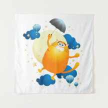 傘でかわいい飛んでいる子猫