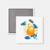 傘でかわいい飛んでいる子猫 マグネット (正面/裏面)