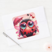 傘でのかわいいレディーバグ スクエアシール (封筒)