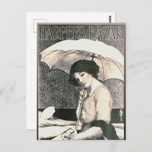 傘でギブソンガール1911雑誌表紙 ポストカード (正面/裏面)