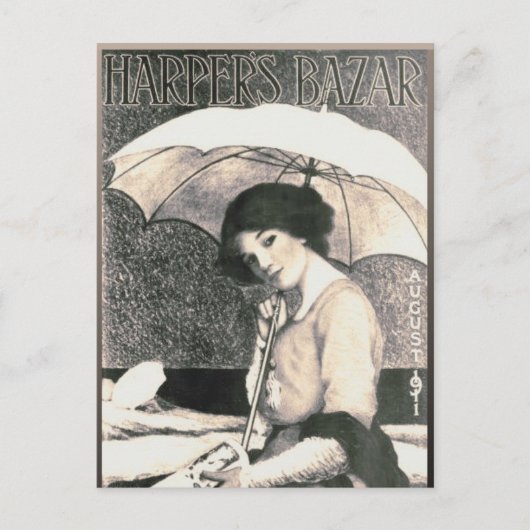 傘でギブソンガール1911雑誌表紙 ポストカード (正面)