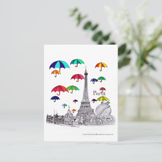 傘で旅行 ポストカード (スタンド正面)