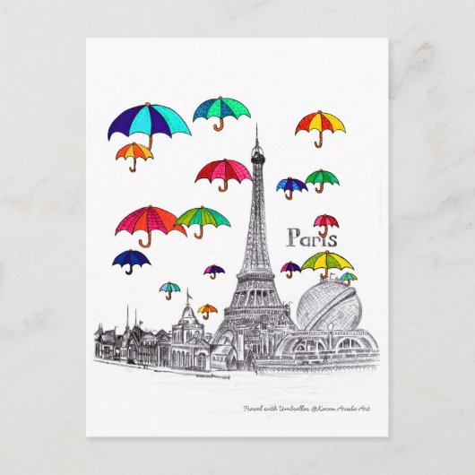傘で旅行 ポストカード (正面)