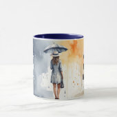 傘で水色レディーレイングレードレスマグ マグカップ (中央)