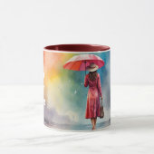 傘で水色レディーレイングレードレスマグ マグカップ (中央)