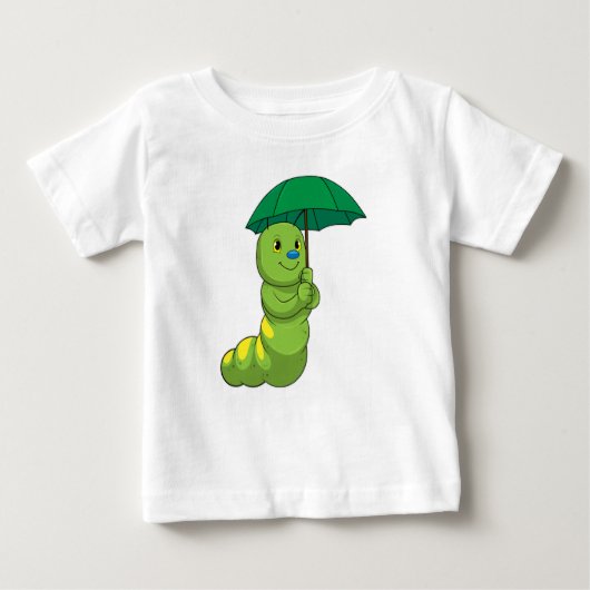 傘で雨が降ったもむし ベビーTシャツ (正面)