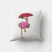 傘で雨が降るフラミンゴ クッション (裏面)