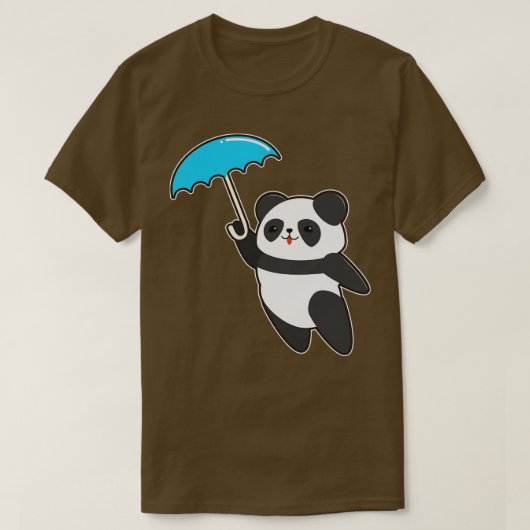 傘で雨の中のパンダ2 Tシャツ (デザイン正面)