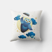 傘で飛んでいるかわいいフクロウ クッション (裏面)