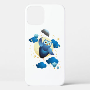 傘で飛んでいるかわいいフクロウ iPhone 12ケース