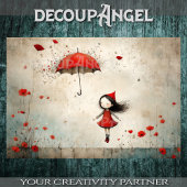 傘とケシで小さな赤 – Decompage - 薄葉紙