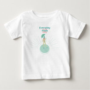 傘とトレイルを持ったフレッシュデイガール ベビーTシャツ
