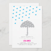 傘とハートのシャワーに招待 招待状 (正面/裏面)