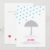 傘とハートのシャワー招待状 招待状 (正面/裏面)