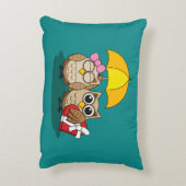 傘とレッドチョコレートボックスが付いたかわいいフクロウ好き アクセントクッション (裏面(縦))