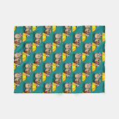 傘とレッドチョコレートボックスが付いたかわいいフクロウ好き フリースブランケット (正面(横))