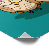 傘とレッドチョコレートボックスが付いたかわいいフクロウ好き ポスター (角)