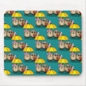 傘とレッドチョコレートボックスが付いたかわいいフクロウ好き マウスパッド (正面)