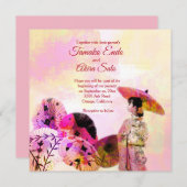 傘とレディカスタムウェディング招待状 招待状 (正面/裏面)