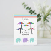 傘と象の赤ちゃんシャワー招待状 招待状 (スタンド正面)