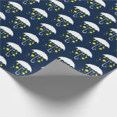 傘にこやかなレモン青 ラッピングペーパー (角)