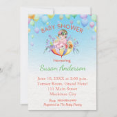 傘にベビー付きベビーシャワー招待状 招待状 (正面)