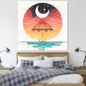 傘に乗った月と星の雨 キャンバスプリント (インサイチュ (寝室))