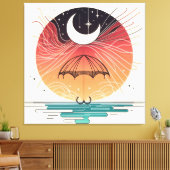 傘に乗る月と星の雨 キャンバスプリント (インサイチュ (リビング))