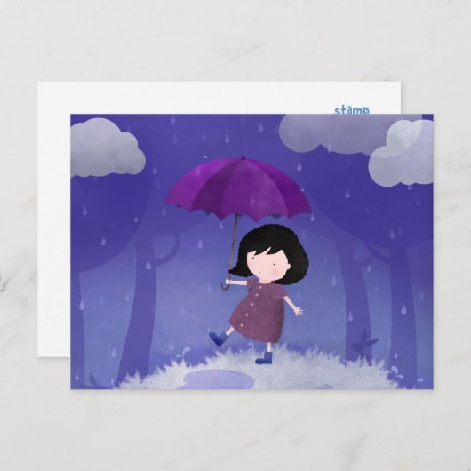 傘に雨が降る – はがき (正面/裏面)