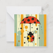 傘のアップ:ミニマリストLadybugの挨拶 ノートカード (正面)