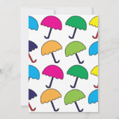 傘のカラフル傘の赤ちゃんガールシャワー 招待状 (裏面)