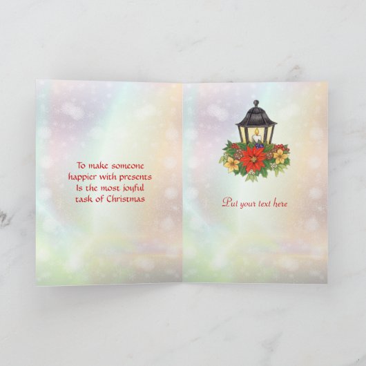 傘のクリスマスカードを持つヴィンテージの女の子 シーズンカード (内部)