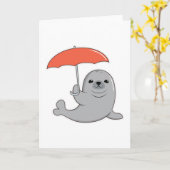 傘のシール カード (黄色い花)