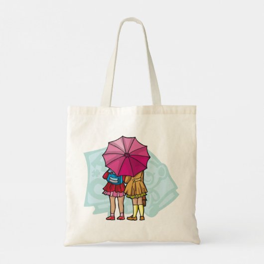 傘のトートバッグの下の女子学生 トートバッグ (裏面)