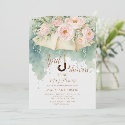傘のバラ4月シャワーが5月の花をもたらす 招待状 (スタンド正面)