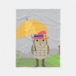 傘のフクロウ フリースブランケット