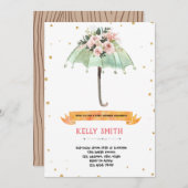 傘のベイビースプリンクラーシャワーテーマ 招待状 (正面/裏面)