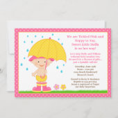 傘のベビーはシャワーのピンクを振りかけます 招待状 (正面)