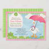 傘のベビーはシャワーの招待状の女の子を振りかけます 招待状 (正面/裏面)