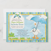 傘のベビーはシャワーの招待状の男の子を振りかけます 招待状 (正面)