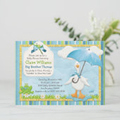 傘のベビーはシャワーの招待状の男の子を振りかけます 招待状 (スタンド正面)