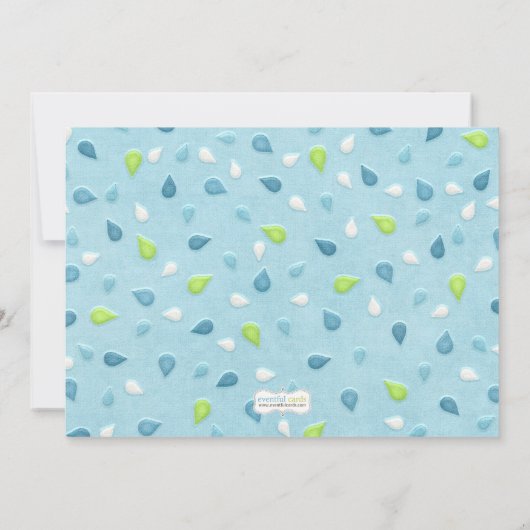 傘のベビーはシャワーの招待状の男の子を振りかけます 招待状 (裏面)