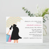 傘のベビーシャワーの下のお母さん 招待状 (スタンド正面)