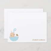 傘のベビーシャワーの平らなサンキューカードのベビー ノートカード (正面/裏面)