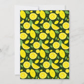 傘のレモン緑の漫画の仮想ベビーシャワー 招待状 (裏面)