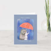 傘の下でクマとバニー私はあなたを愛している カード (正面)