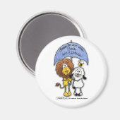 傘の下でライオンと子羊 マグネット (正面/裏面)
