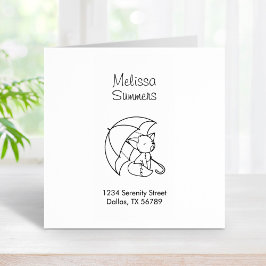 傘の下のかわいい眠い小さなキツネアドレス ラバースタンプ